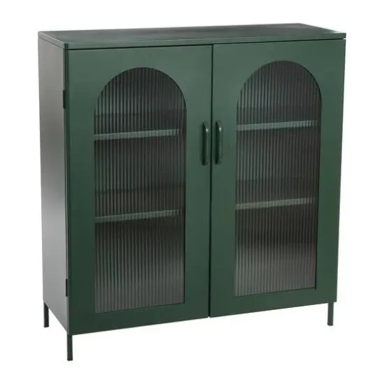 Hello Honey&reg; 40" Dark Green Solstice Wide Metal Accent Cabinet {1}