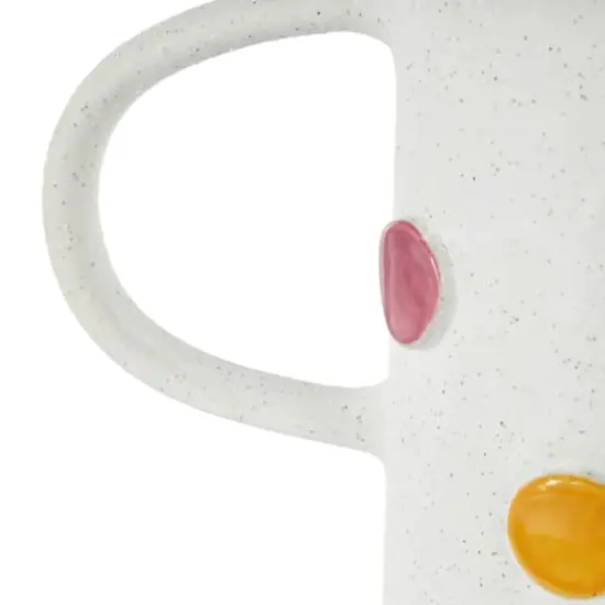 16" White & Multicolor Spots Slim Cone Ceramic Decorative Vase with Handles {4}