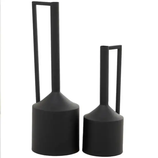 CosmoLiving by Cosmopolitan Black Metal Vase with Handles Set of 2 22", 16" {1}