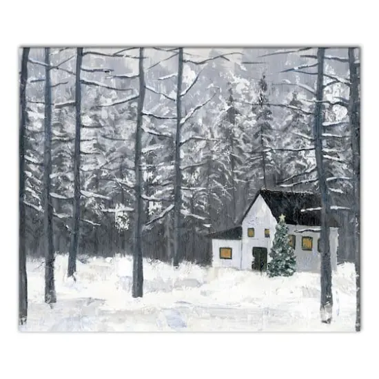 Christmas Winter Cottage Canvas Wall Art {1}