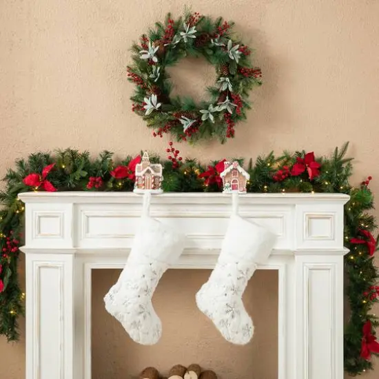 Glitzhome&reg; Gingerbread House Stocking Holder Set {6}