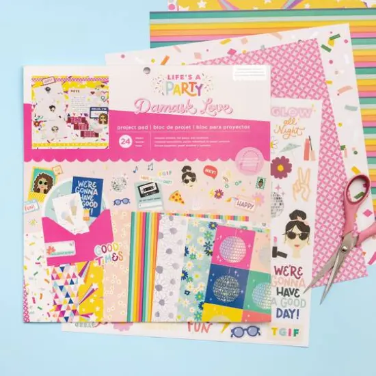 American Crafts&trade; 12" x 12" Damask Love Life's A Party Project Pad, 24ct. {3}