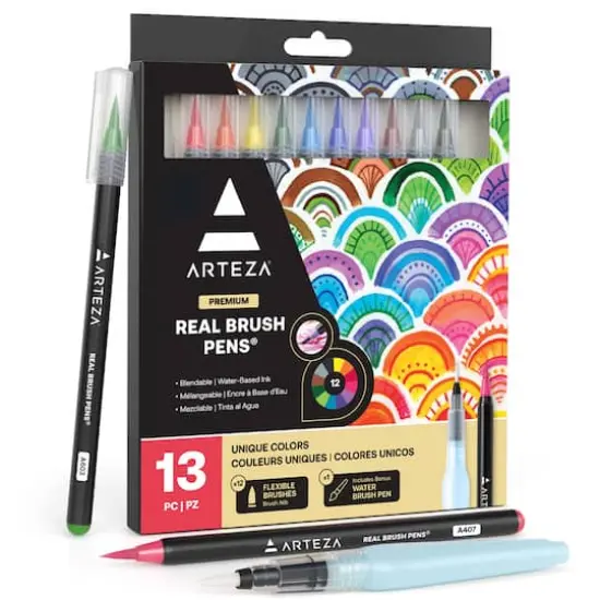 Arteza Real Brush Pens&reg; Unique Colors & Water Brush Set {1}