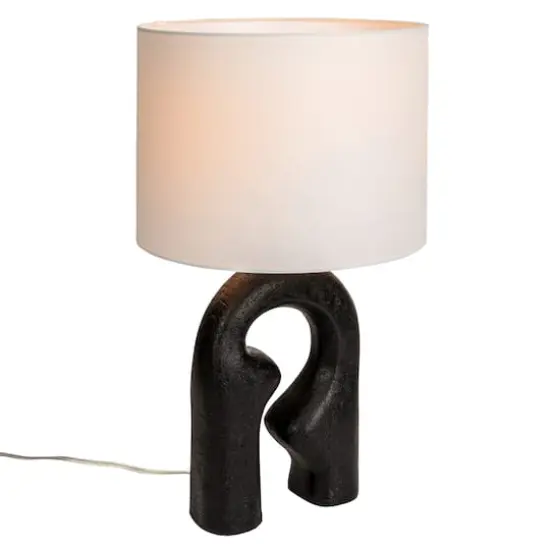 Hello Honey&reg; 24" Abstract Sculptural Table Lamp with Drum Shade Black {5}