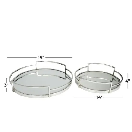 Silver Contemporary Tray, Set of 2" 19", 14" {6}