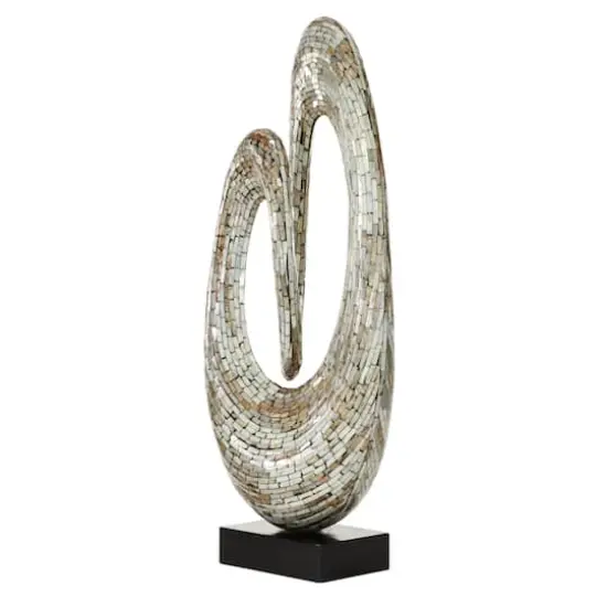 29" Gray Mother of Pearl Abstract Sculpture {3}