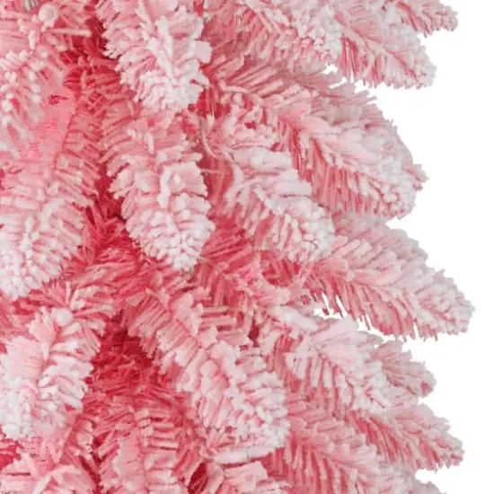 6ft. Pre-Lit Flocked Pink Artificial Alpine Pencil Christmas Tree, Clear Lights {6}