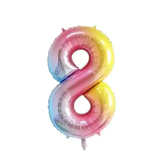 Wizardi 32" Rainbow Gradient Number Foil Balloon 8 {1}