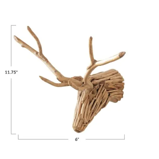 Hello Honey® 11.75" Natural Teakwood Root Deer Head Wall Art {7}