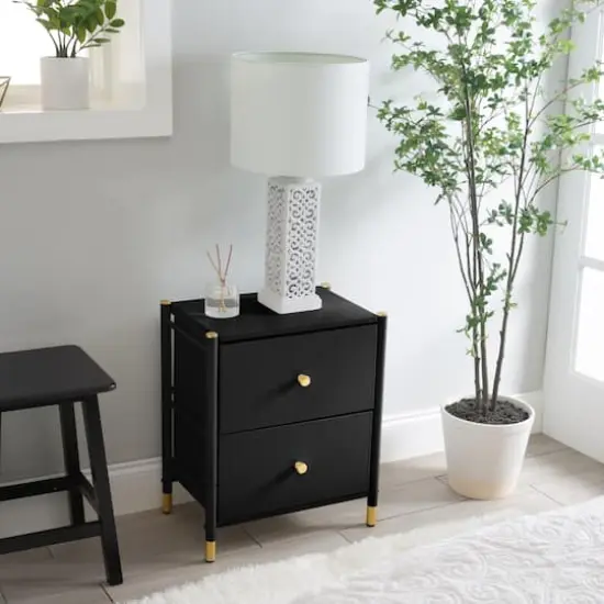 Simplify 2 Drawer Luxury Nightstand Black {4}
