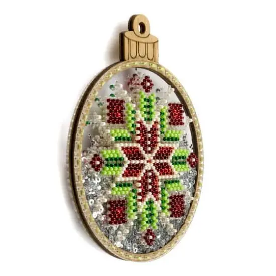 Wonderland Crafts Red & Green Star Ball Ornament Bead Embroidery Kit {4}