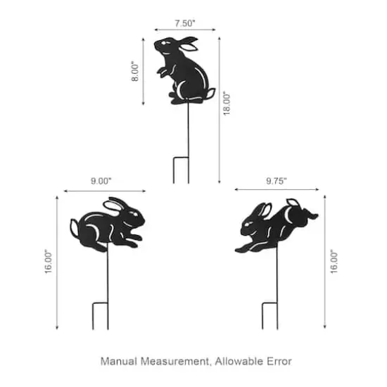 Glitzhome&reg; 18" Black Metal Rabbit Silhouette Yard Stake Set {4}