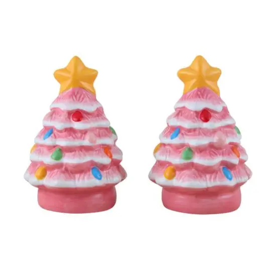 3.75" Pink Nostalgic Ceramic Tree Salt & Pepper Shaker Set {5}