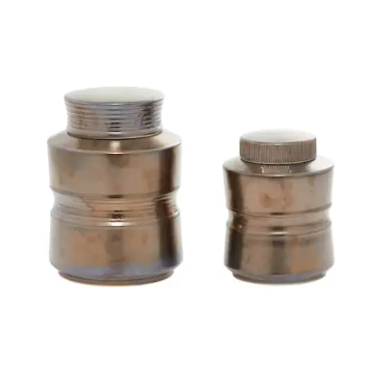 Set of 2" Bronze Ceramic Contemporary Decorative Jars, 9", 7" {1}