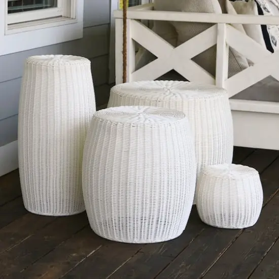 Household Essentials 18" Woven Storage End Table White {5}
