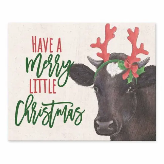 10" Reindeer Cow Tabletop Canvas Art {1}