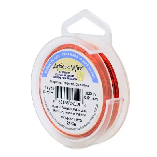 Artistic Wire&reg; 24 Gauge Silver Plated Tarnish Resistant Colored Copper Craft Wire, 15yd. Tangerine {1}