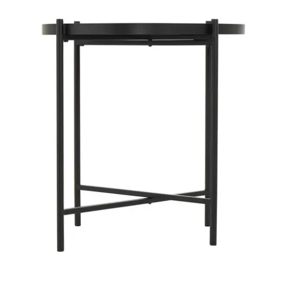 Black Metal Abstract Wavy Accent Table with X-Shaped Base {4}