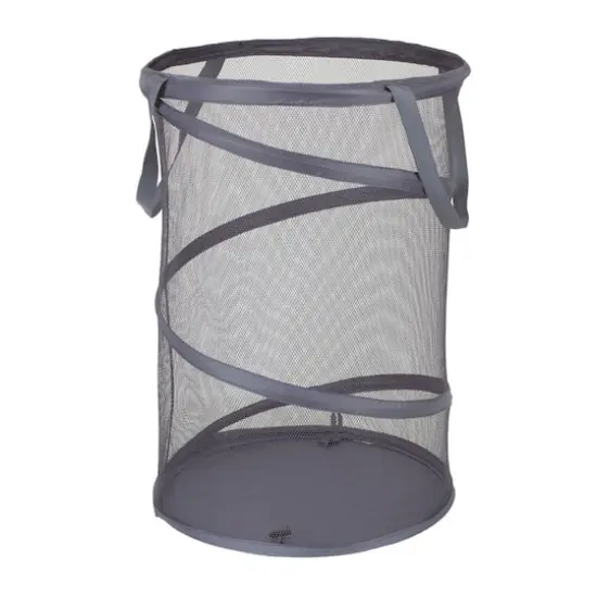 Household Essentials 25" Pop-Up Mesh Laundry Hamper Gray {1}
