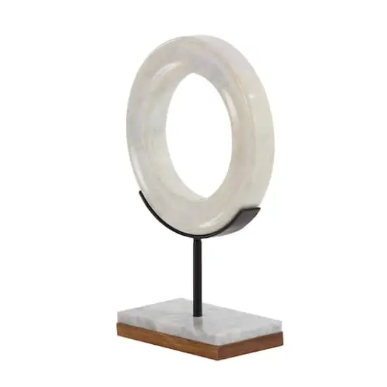 CosmoLiving by Cosmopolitan 14" White Geometric Marble Sculpture {5}