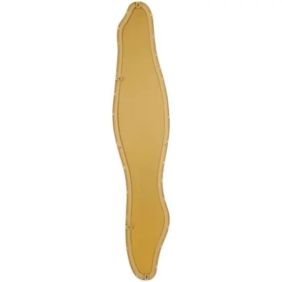 47" Gold Colored Slim Abstract Wavy Metal Wall Mirror {6}
