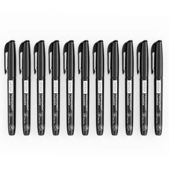 Arteza&reg; Black Fine Tip Permanent Marker Set {4}