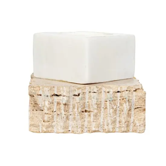 Hello Honey&reg; 3.25" Decorative Marble & Travertine Candle Holder {5}