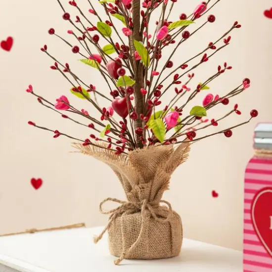 Glitzhome&reg; 20" Valentine's Berry Heart Table Tree {7}