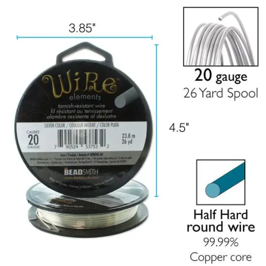 The Beadsmith&reg; Wire&trade; Elements Tarnish-Resistant Wire, 1/4lb. Silver {6}