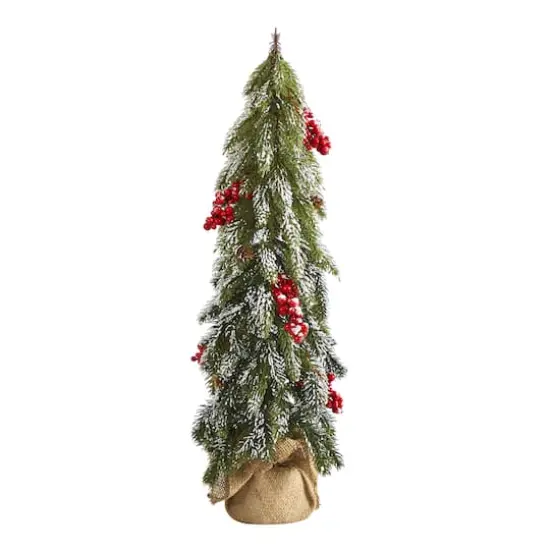 2ft. Unlit Flocked Christmas Artificial Tree with Berries & Pinecones {1}