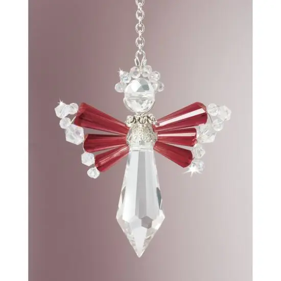 Solid Oak January/Garnet Birthstone Angel Crystal Suncatcher Ornament Kit {4}