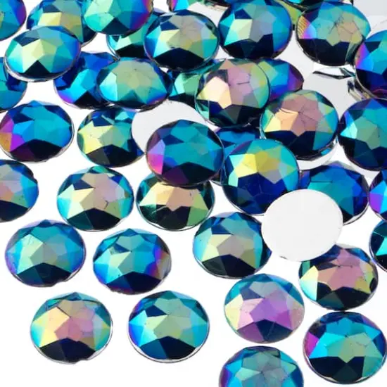 John Bead 16mm AB Acrylic Round Flat Back Rhinestones, 200ct. Royal Blue AB {1}