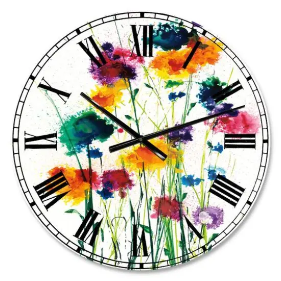 Designart Indigo, Green & Yellow Watercolor Modern Wall Clock {1}