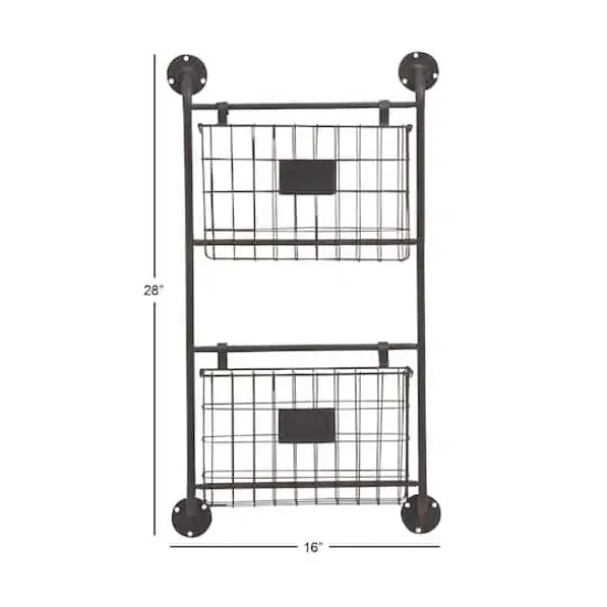 Black Metal Industrial Wall Mounted Magazine Rack {5}