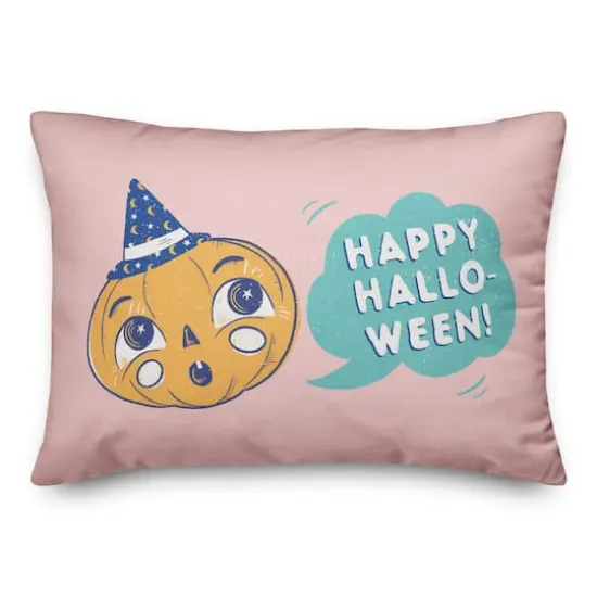 Retro Halloween Pumpkin Throw Pillow {1}