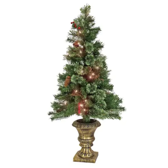 4ft. Pre-Lit Glistening Pine Entrance Artificial Christmas Tree, Clear Lights {1}