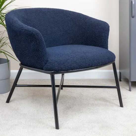 Hello Honey&reg; Bowery Boucle Upholstered Accent Arm Chair Dark Blue {3}