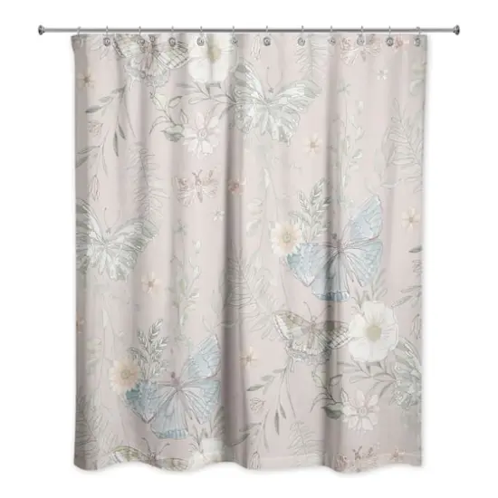 Butterflies Shower Curtain Blush {1}