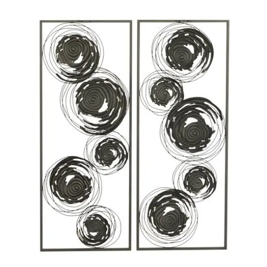 36" Black, Gold & Silver Metal Contemporary Wall D&eacute;cor Set, 2ct. {6}
