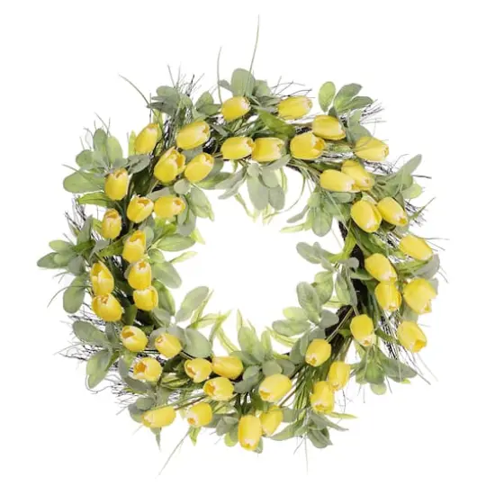 30" Yellow Spring Tulip Wreath {1}