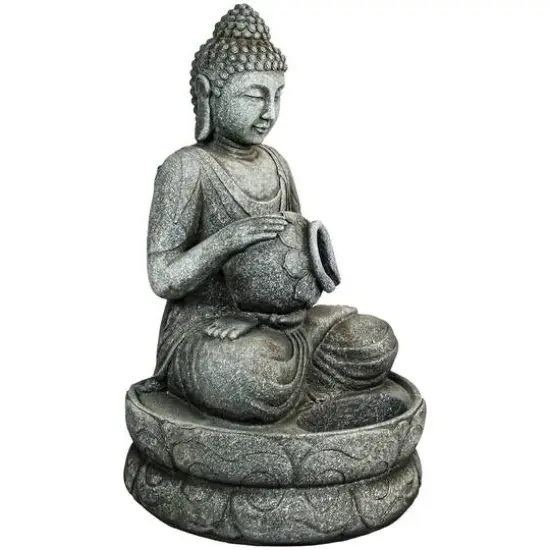 32" Buddha in Sukhasana Pose Outdoor Garden Water Fountain {5}