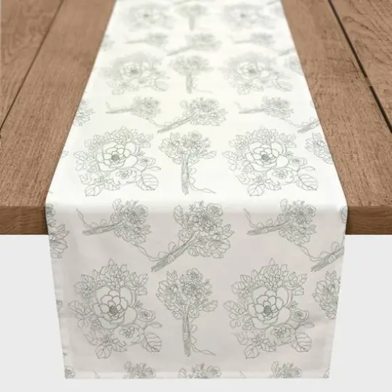 Floral Drawings Indoor/Outdoor Table Runner Green {3}