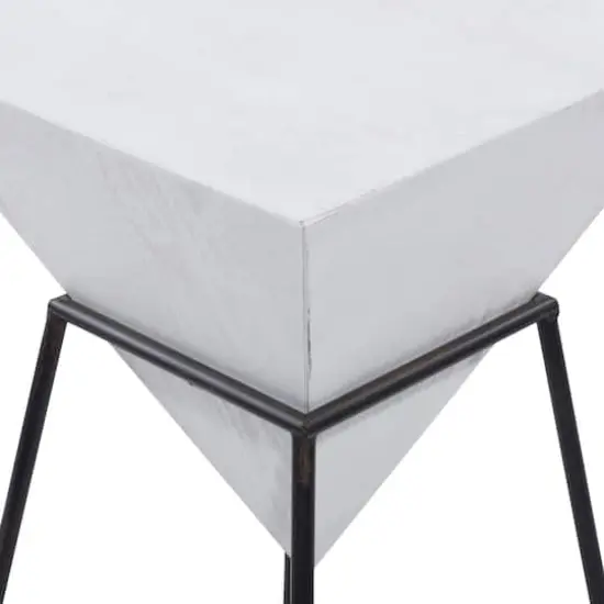 2ft. White Metal and Wood Modern Accent Table {6}