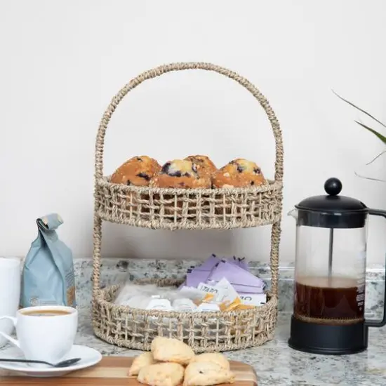 Household Essentials 15" Seagrass 2-Tier Tray {3}