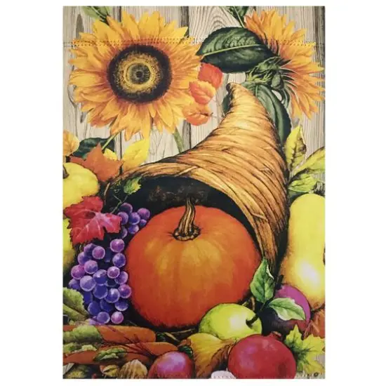 Small Cornucopia & Flowers Autumn Harvest Garden Flag {1}