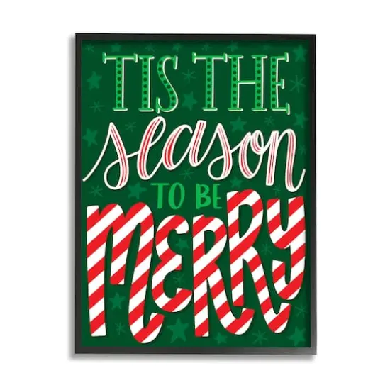 Stupell Industries Tis The Season To Be Merry Patterned Framed Giclee Art Black {1}