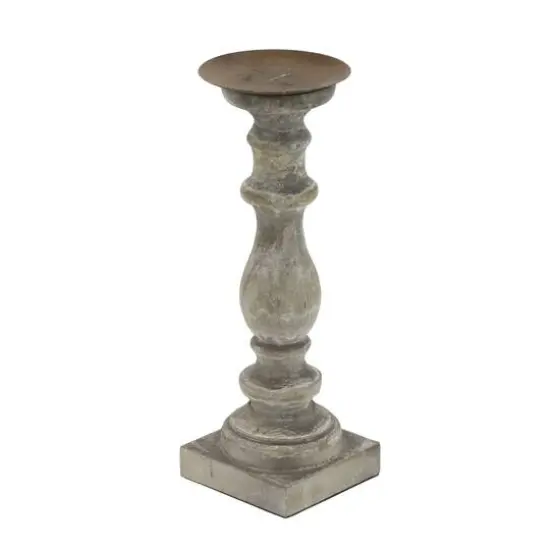 Distressed Brown Wood Traditional Candle Holder Set, 3ct.  {4}