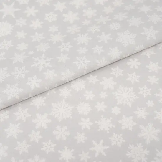 SINGER Christmas Snowflakes on Grey Cotton Fabric {1}