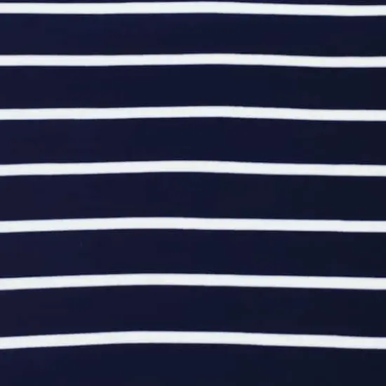 Fabric Merchants White Stripes on Navy Double Brushed 4-Way Stretch Fabric {1}