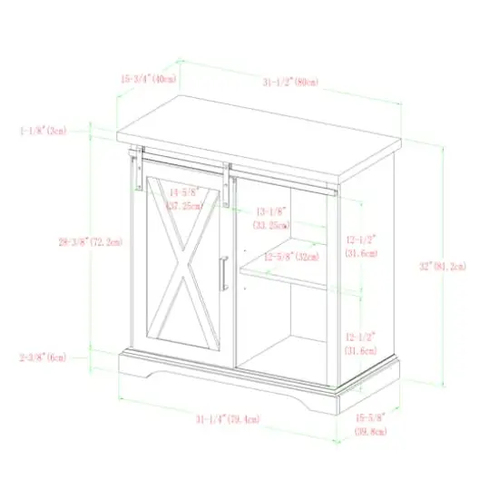 Walker Edison 32" White Oak Sliding Barn Door Farmhouse Accent Cabinet {6}